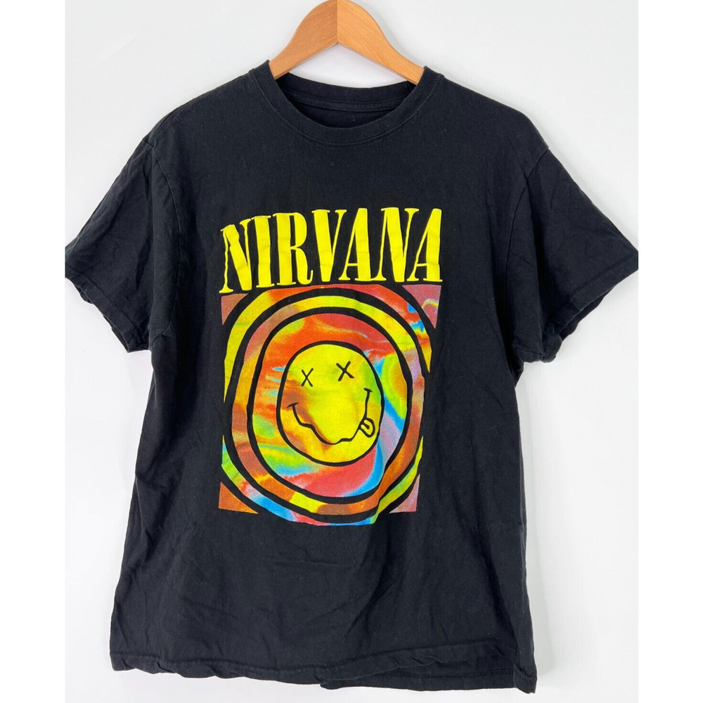 Nirvana Smiley Face Graphic Tee T Shirt Short Sleeve Black Target Unisex XL